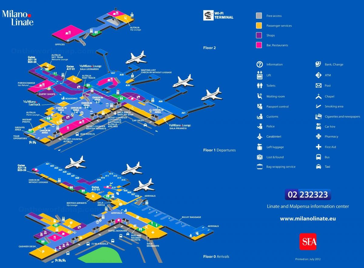 Карта терминалов аэропорта Милана